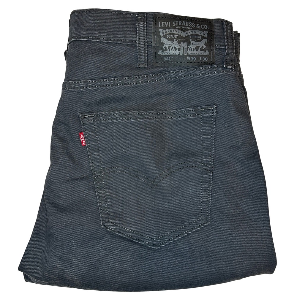 Levi's 541 Athletic Taper Mens Jeans W39 L30‎ Dark Grey Stretch Cotton Blend